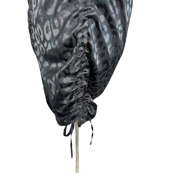 Wild Fable Women's Size Medium Black Satin Sleeveless Leopard Side Bodycon Dress - Picture 4 of 9